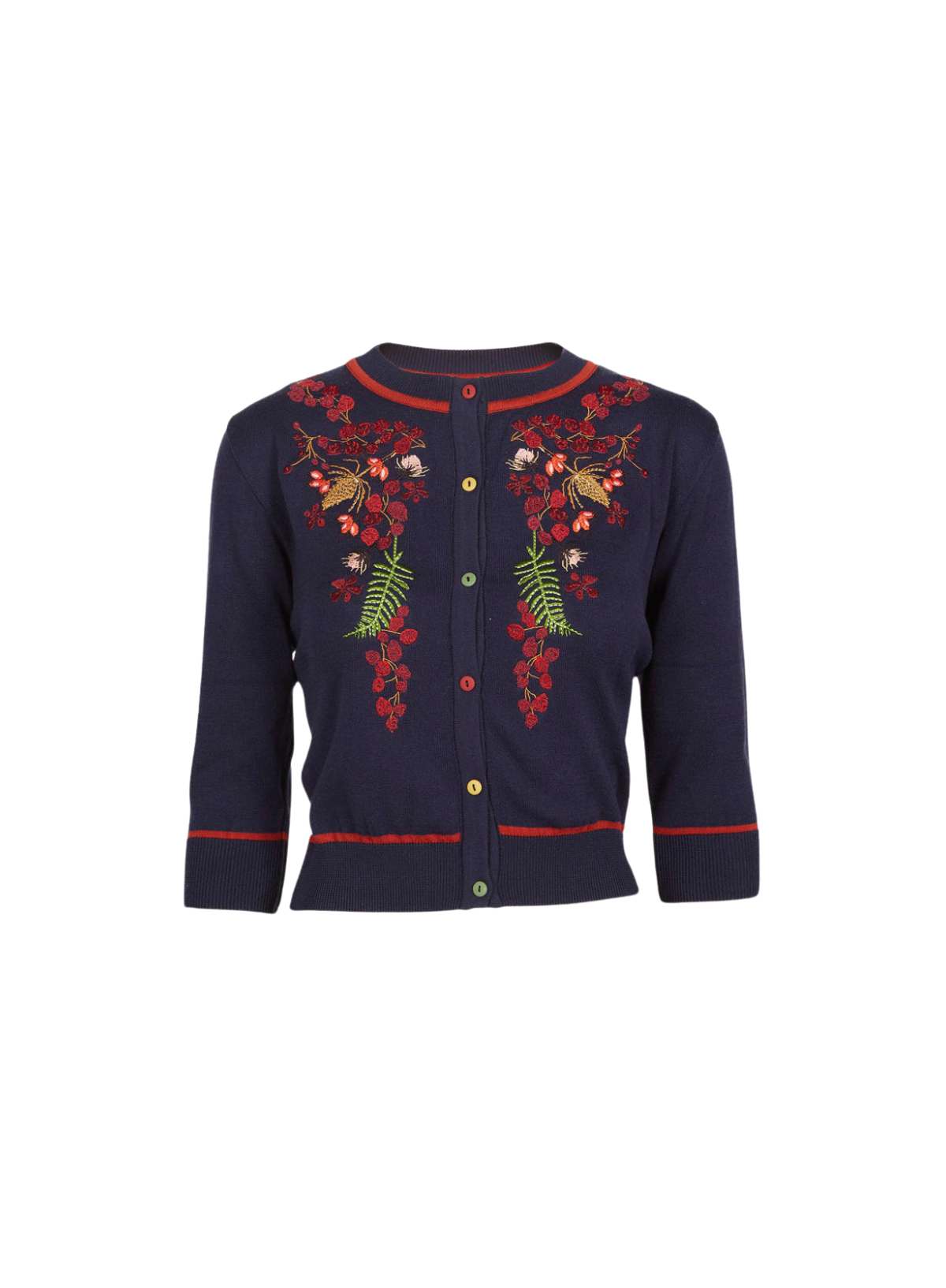 Vera Large Embroidery Cardigan in Navy Berries from Palava
