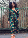 Sidney Midi Smock Dress in Dark Green Tigers & Palms from Sugarhill