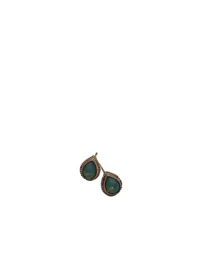 Sea Green Tear Drop Earrings in Rose Gold from Sixton