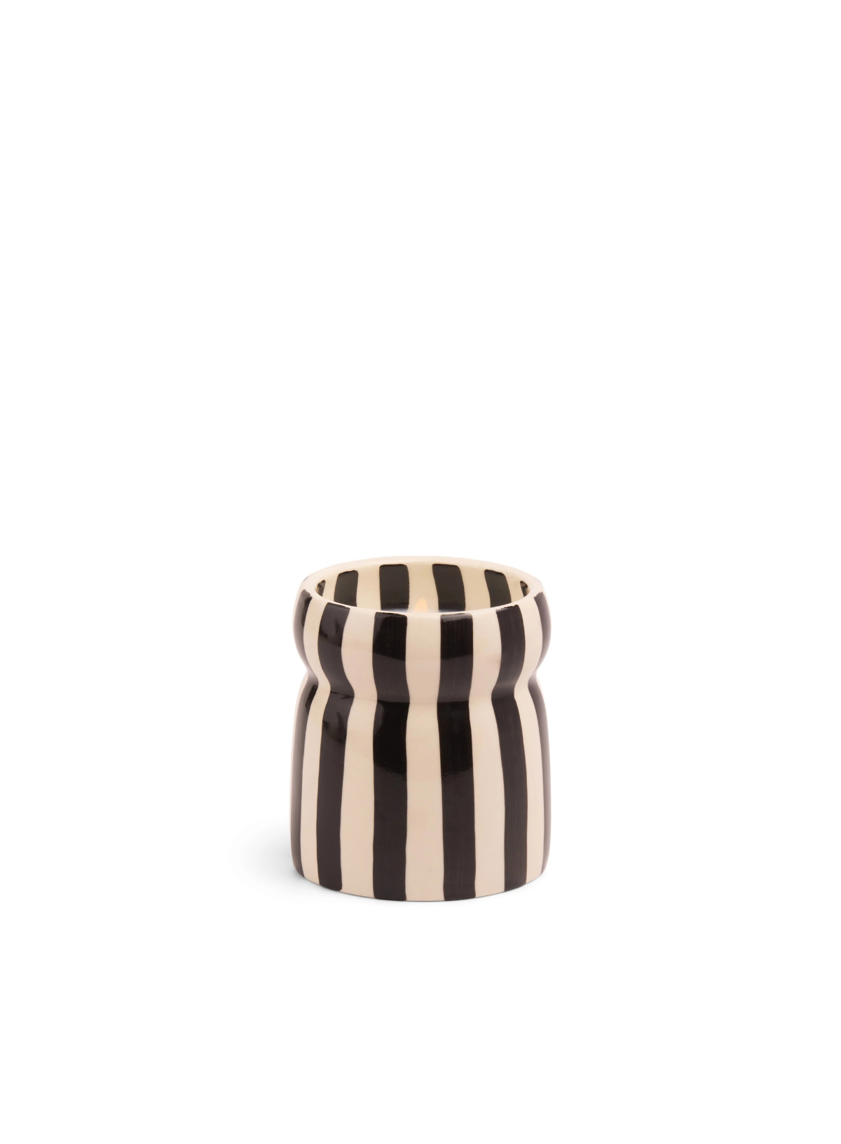 Cabana 6.5oz Black Striped Candle - Lava Stone from Designworks Ink