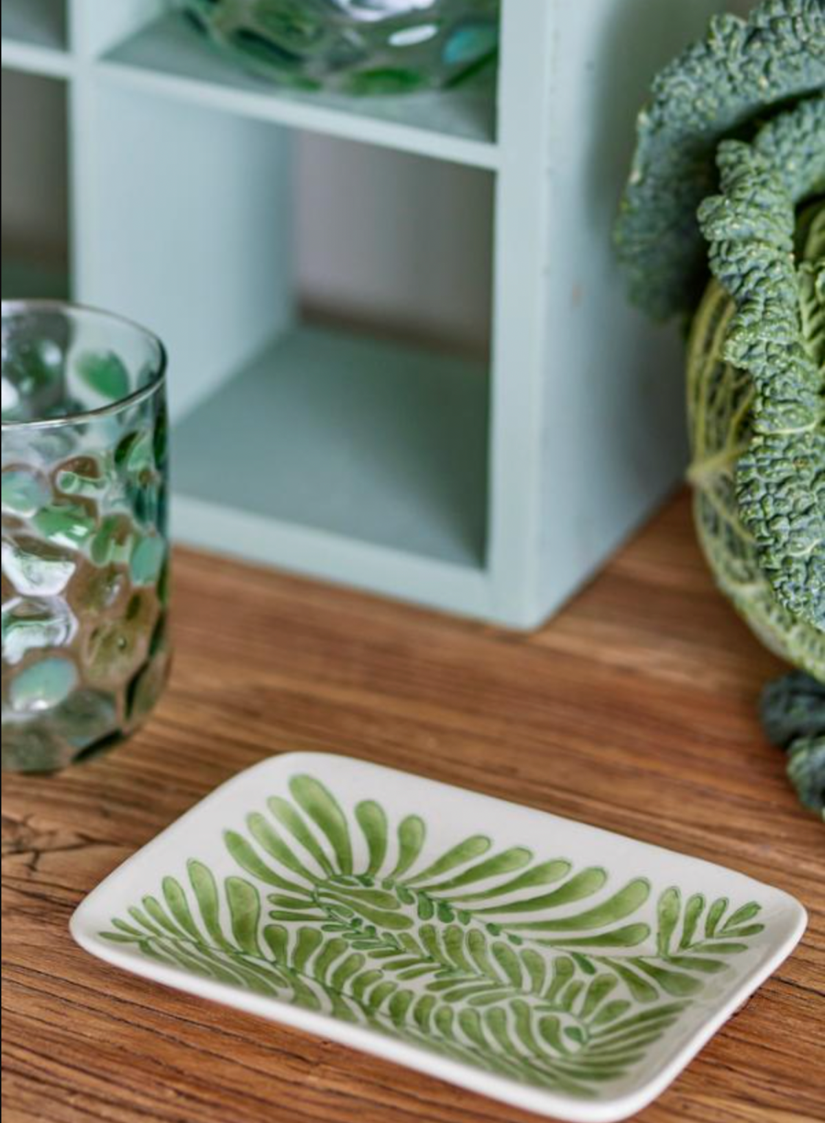 Bloomingville Rectangular Fauni Green Plate
