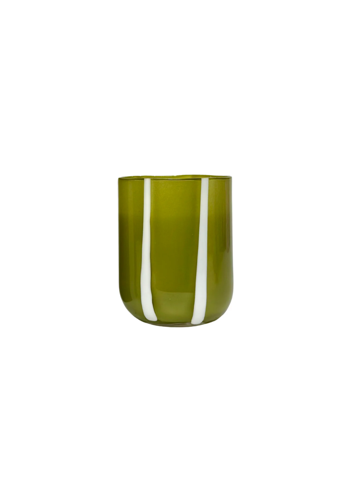 MÆGEN Atina Stripe Drinking Glass in Olive/White