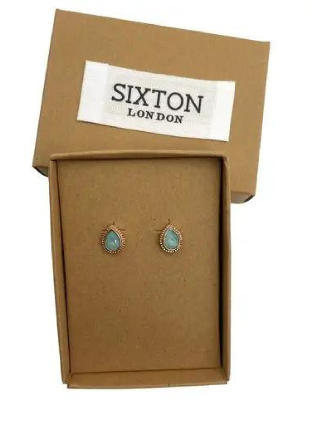Sea Green Tear Drop Earrings in Rose Gold from Sixton
