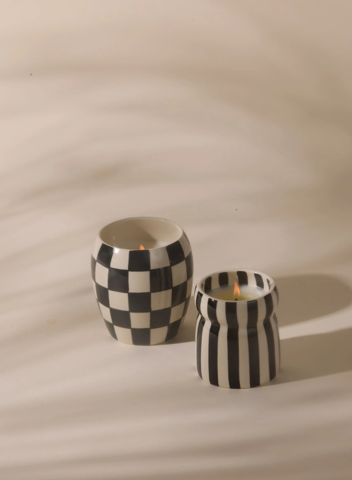 Cabana 6.5oz Black Striped Candle - Lava Stone from Designworks Ink