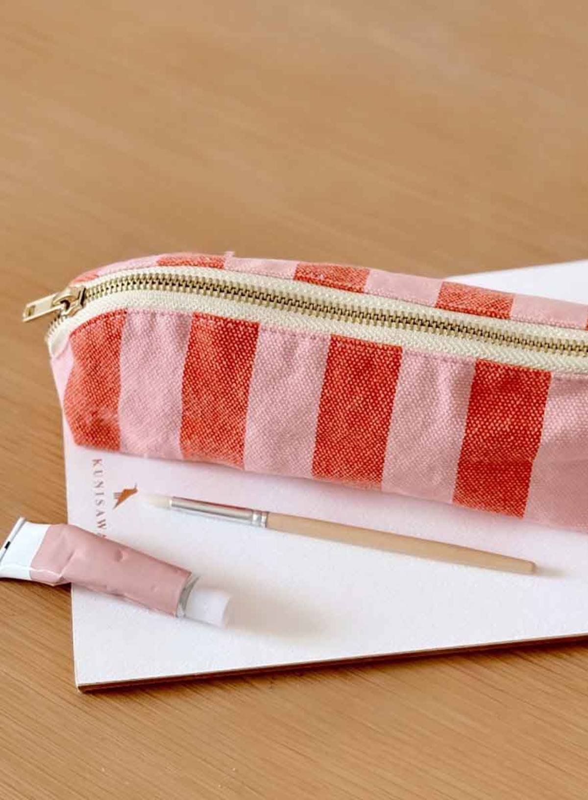 Rose in April Pencil Case Gaston Candy Pink Tomato Stripes