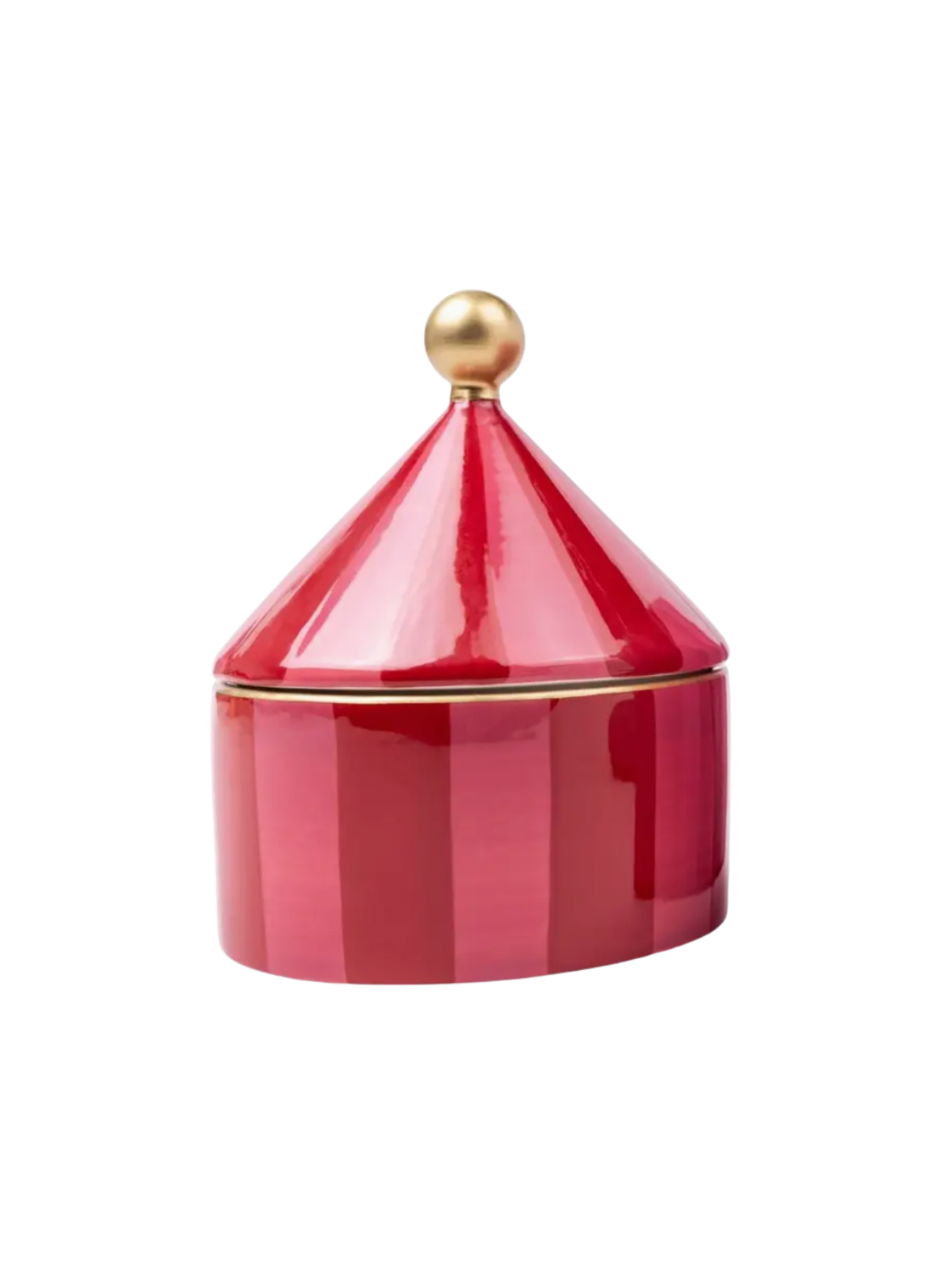 Designworks Ceramic Trinket Box - Pink + Red Stripe