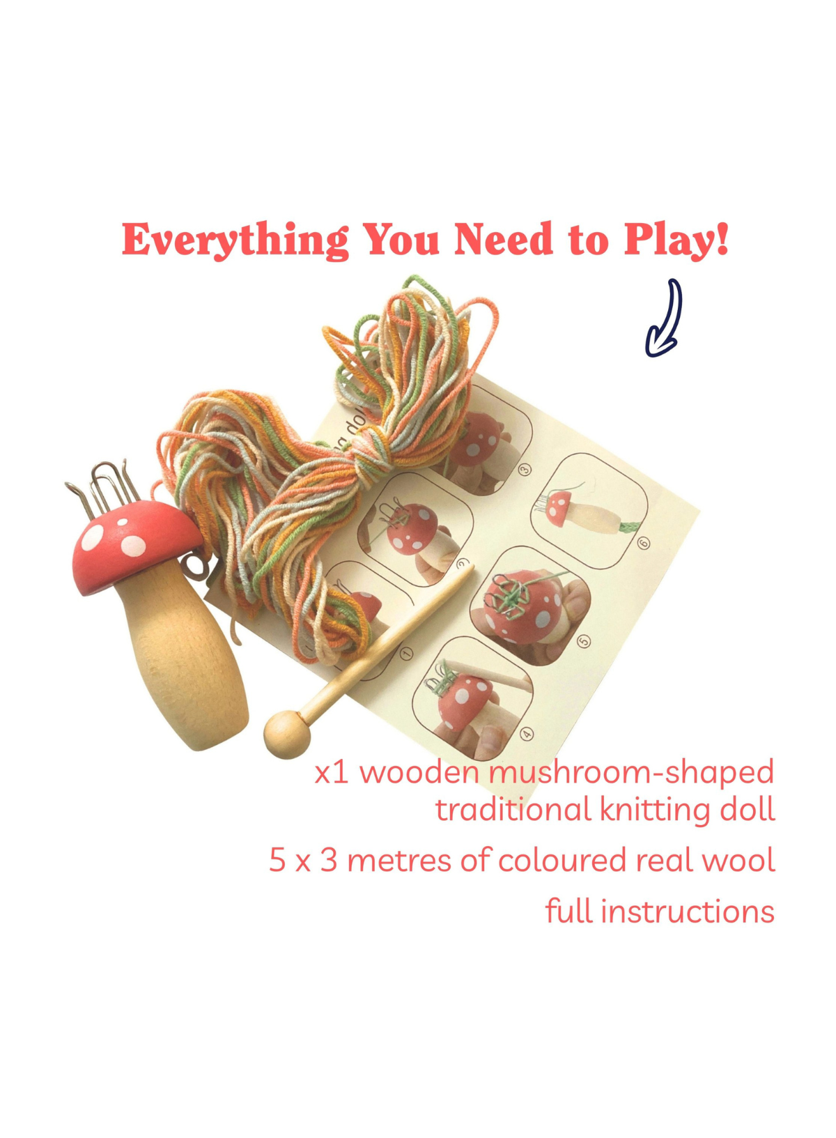 House of Marbles Wooden Knitting Mushroom