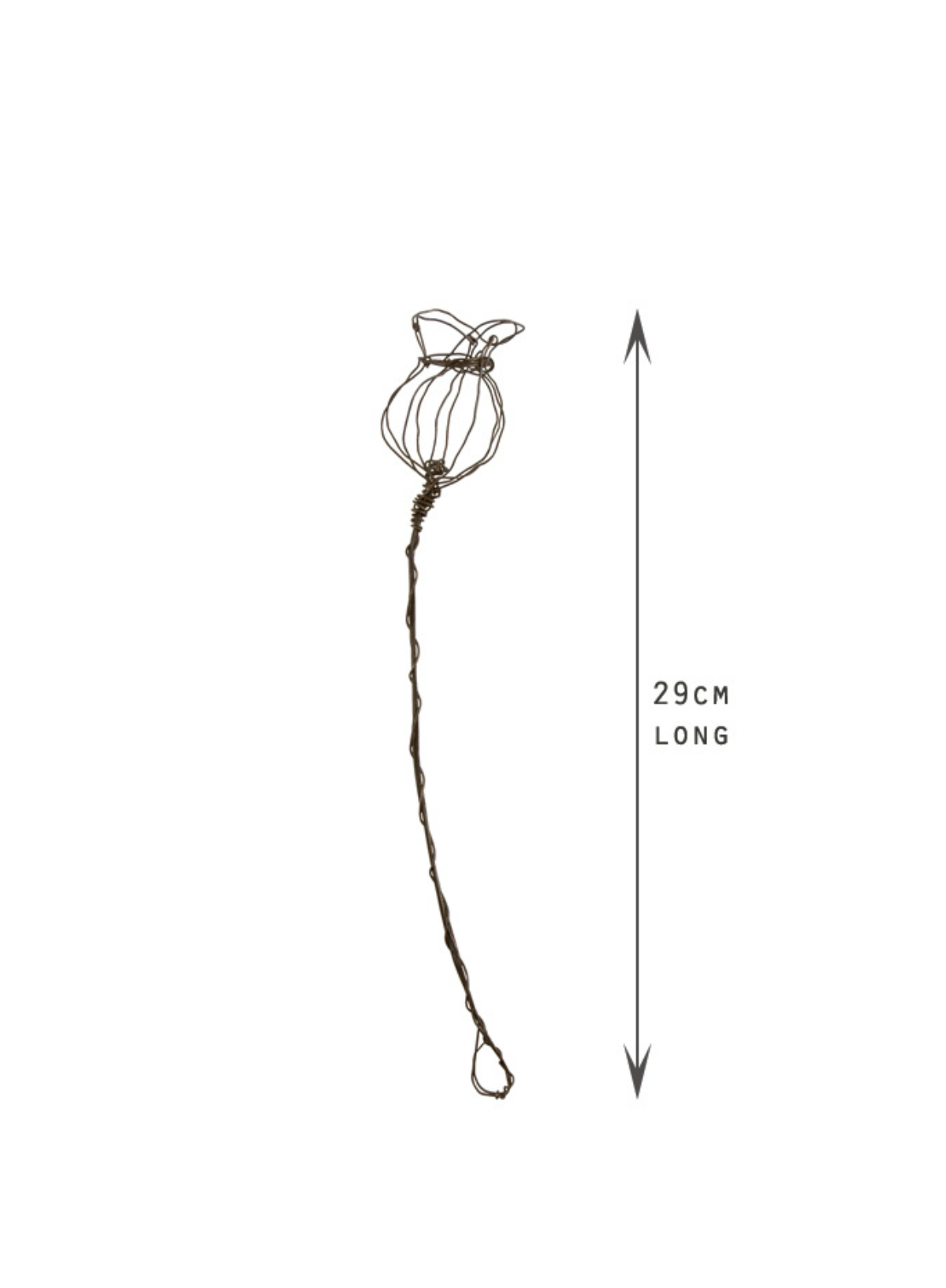 East of India Rusty wire sprig large Poppy head