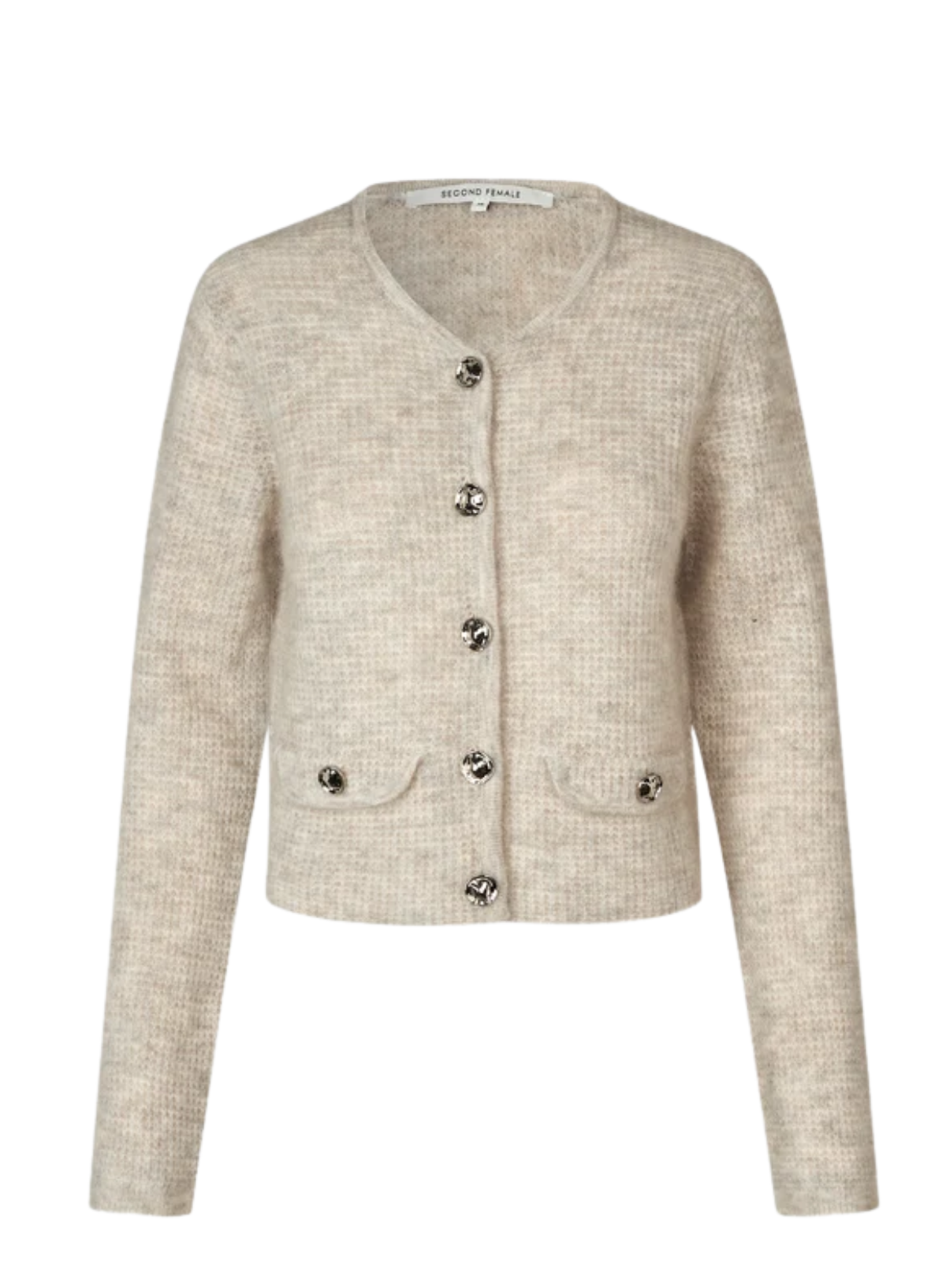 Second Female Andrea Knit Structure Cardigan in Birch