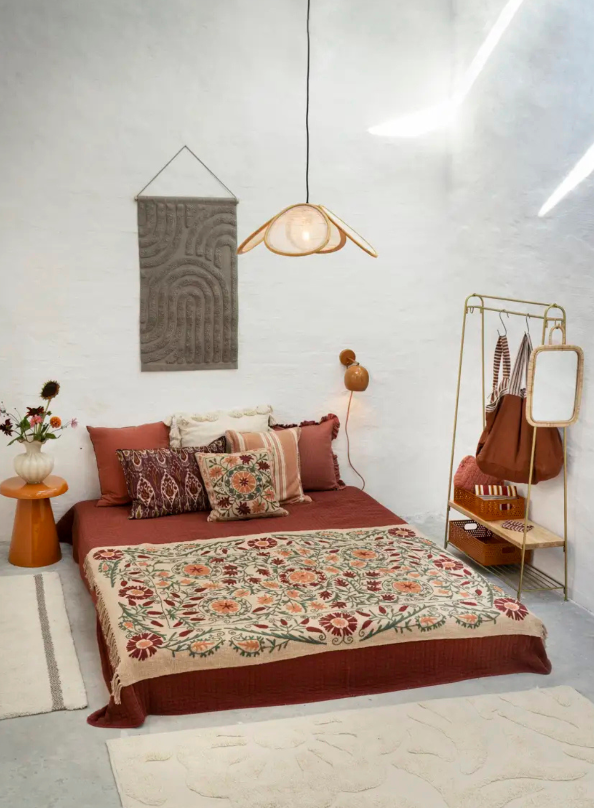 Madam Stoltz Suzani Embroidered Throw