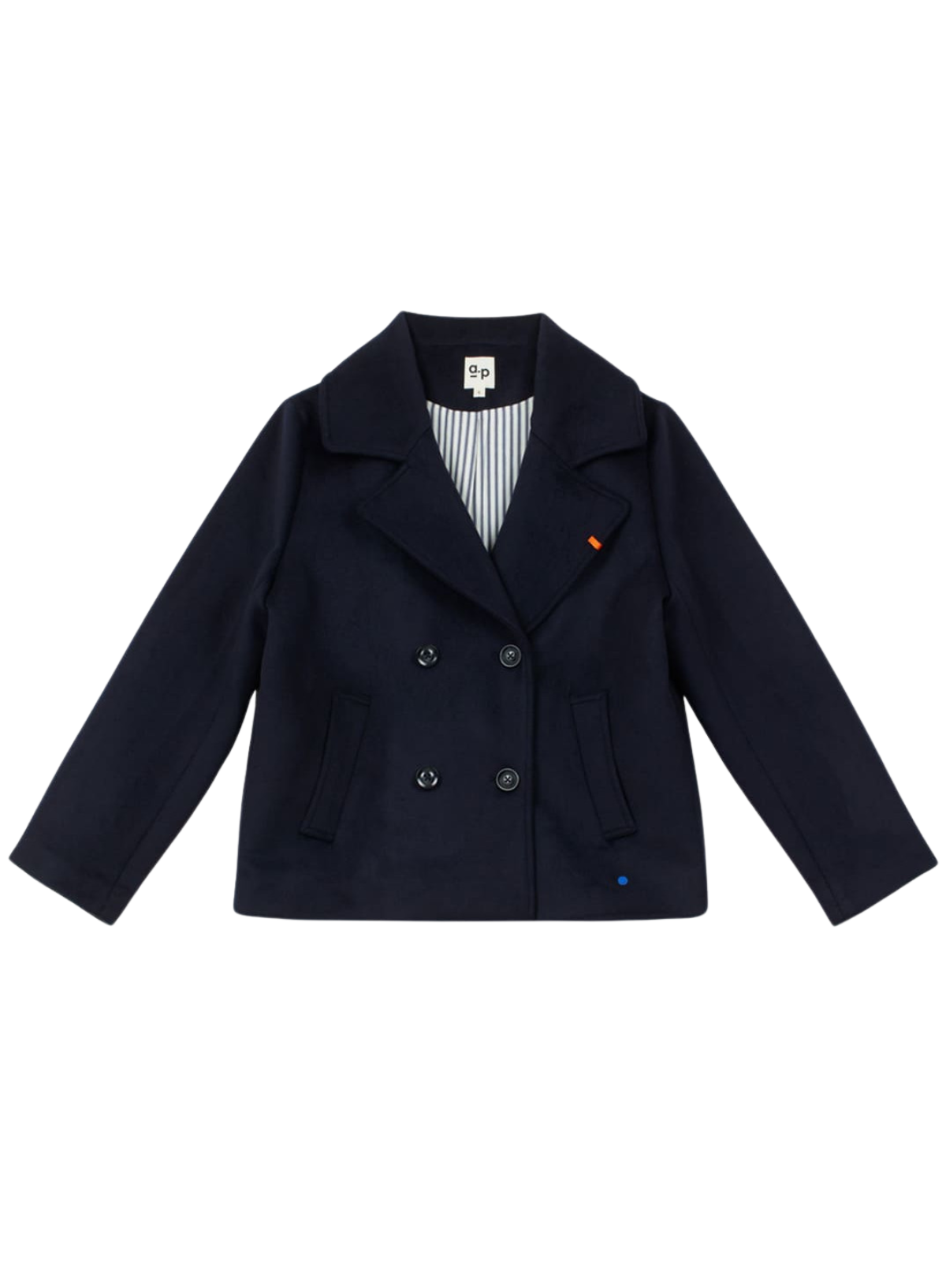 a.p Wool Blend Double Breasted Coat in Navy