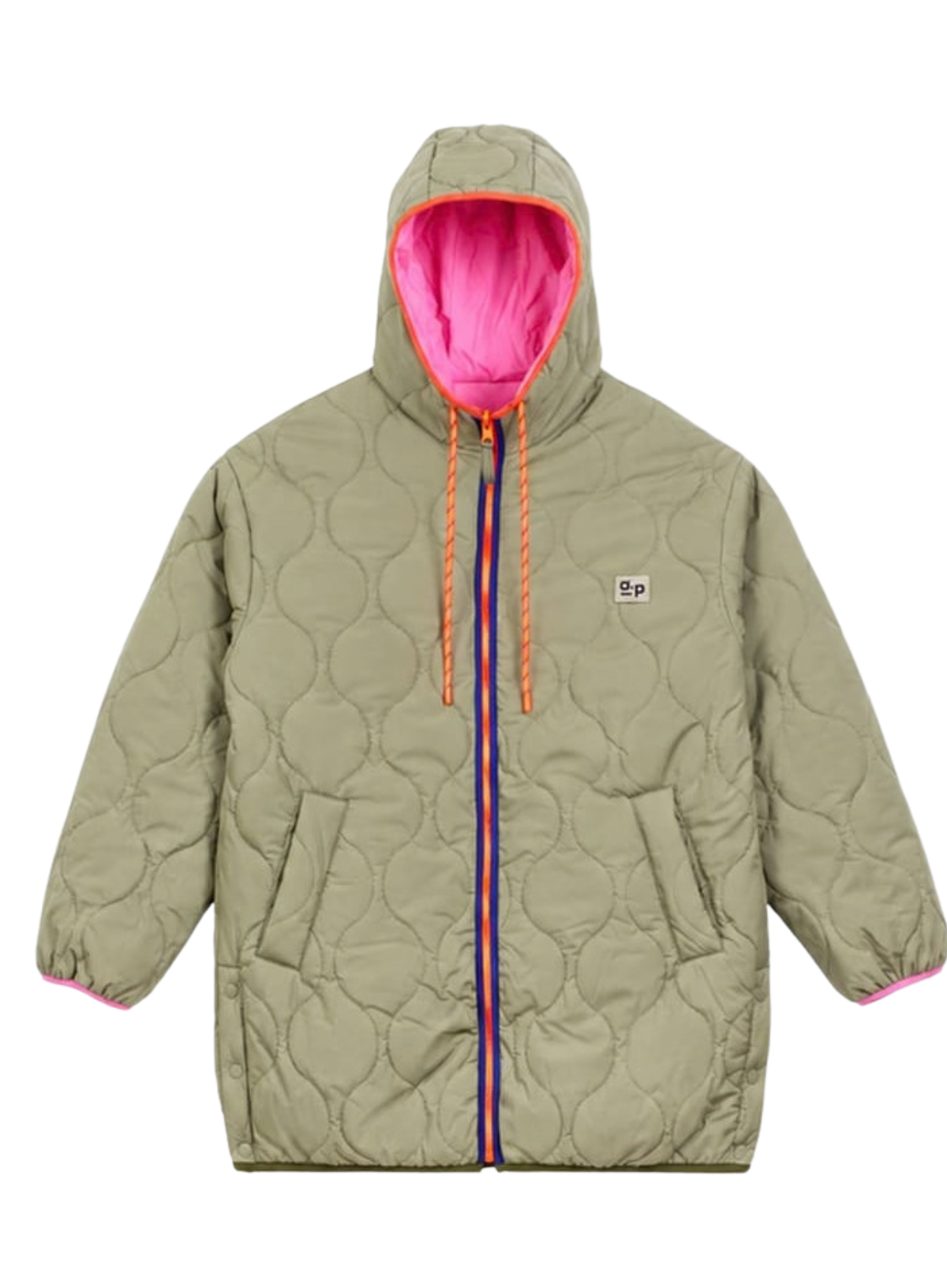 a.p Reversible Quilted Parker in Khaki