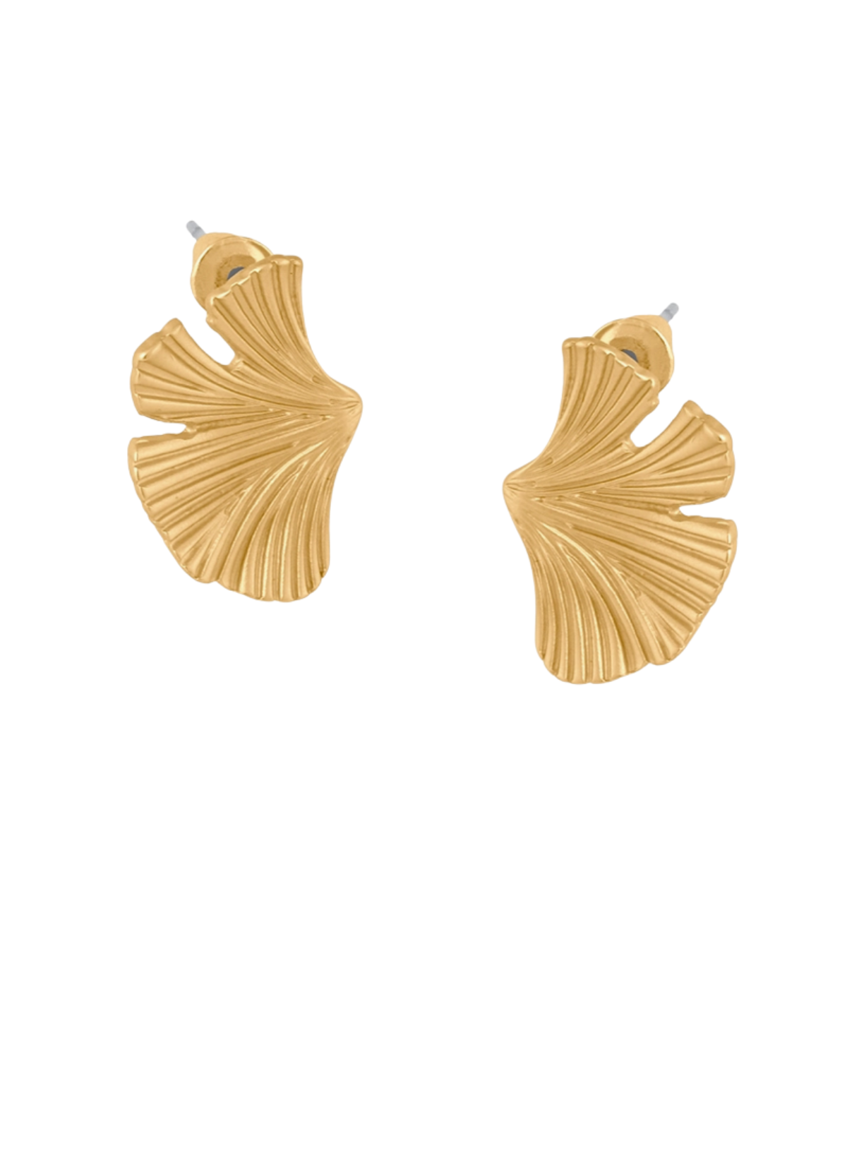 Big Metal Julia Ginko Stud Earrings in Gold