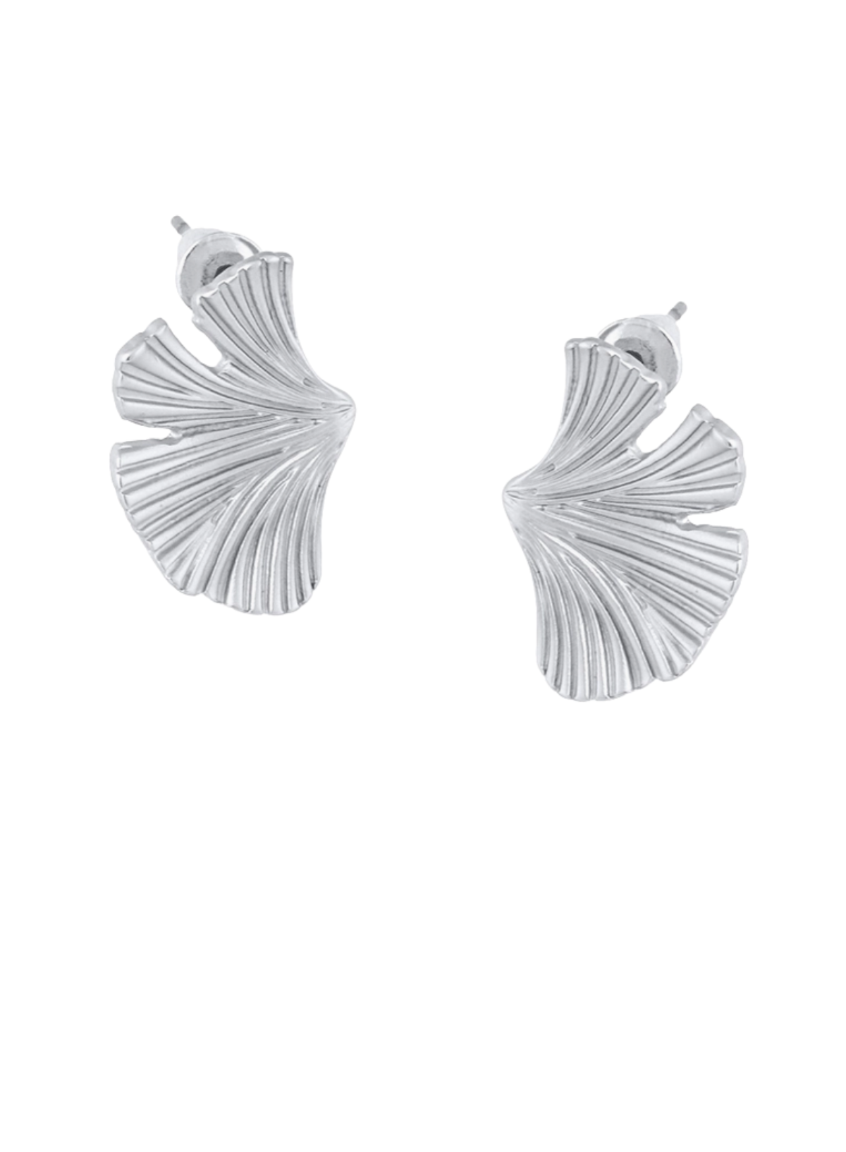 Big Metal Julia Ginko Stud Earrings in Silver
