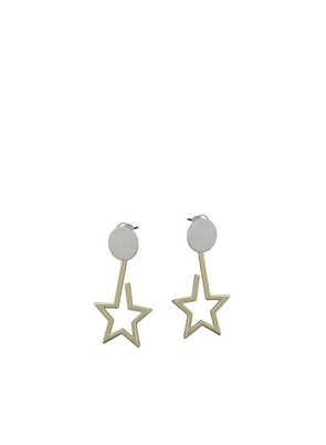 Ivy Two Tone Star Earrings in Silver from Big Metal