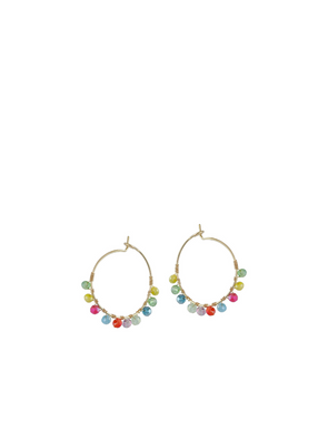 Cressida Beaded Hoop Earrings in Neon Multi from Big Metal
