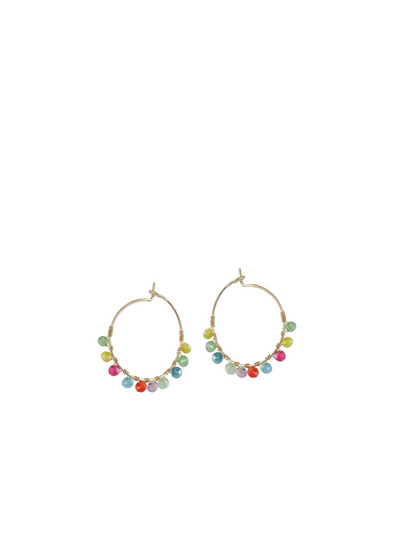 Cressida Beaded Hoop Earrings in Neon Multi from Big Metal