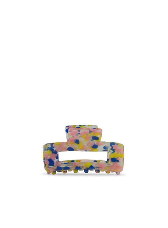 Dorothea Resin Bulldog Hairclip in Blue/Yellow/Peach from Big Metal