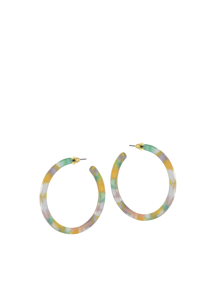 Sophia Hoops Resin in Lilac Pink & Green from Big Metal