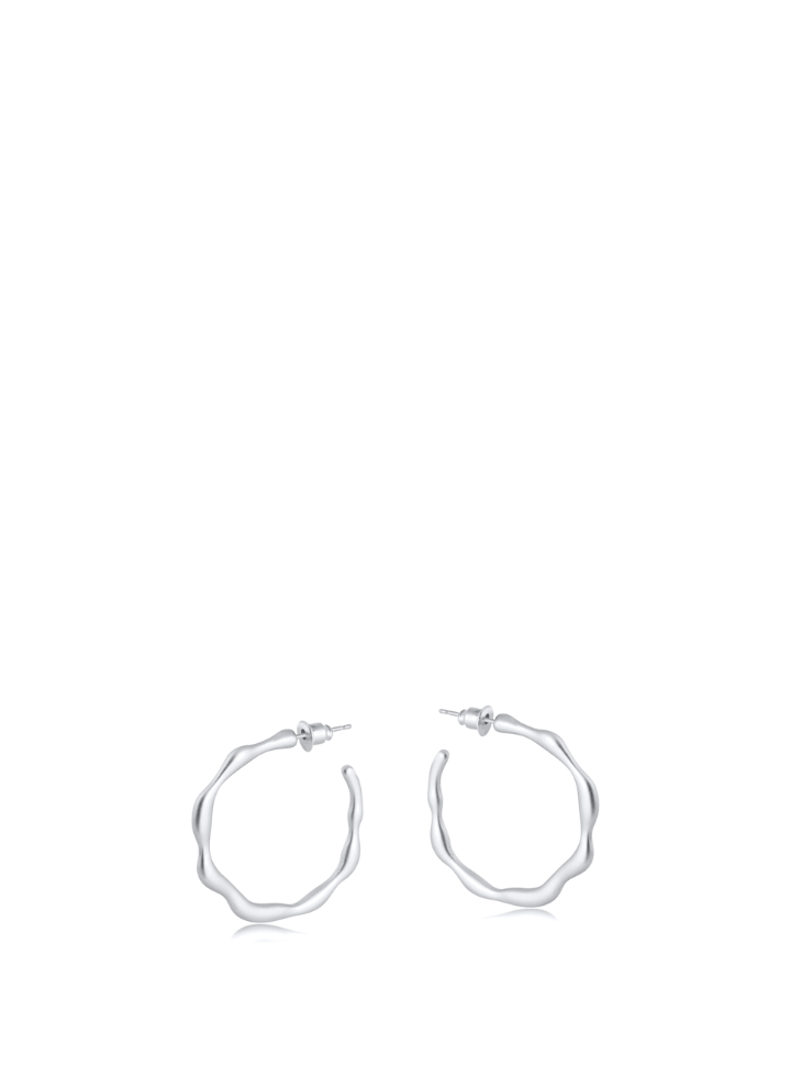 Martina Branch Hoop Earrings in Silver from Big Metal