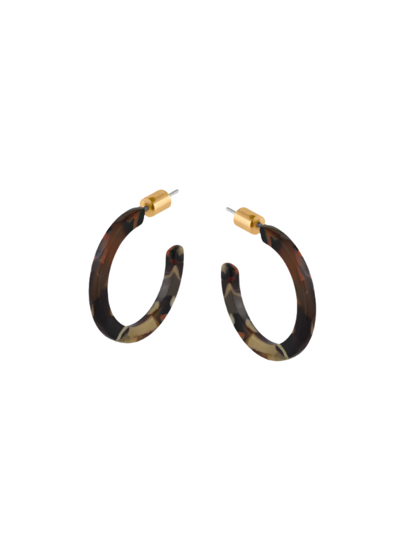 Hortense Thin Resin Hoops in Orange & Black from Big Metal