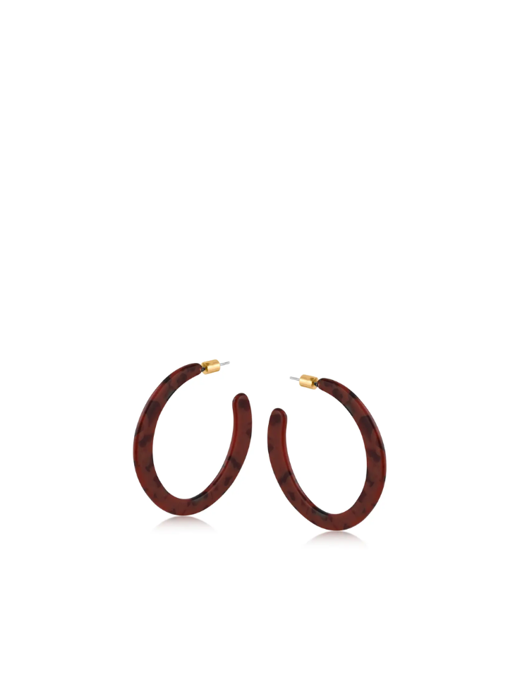 Big Metal Oleandre Statement Resin Earrings in Cacao Black
