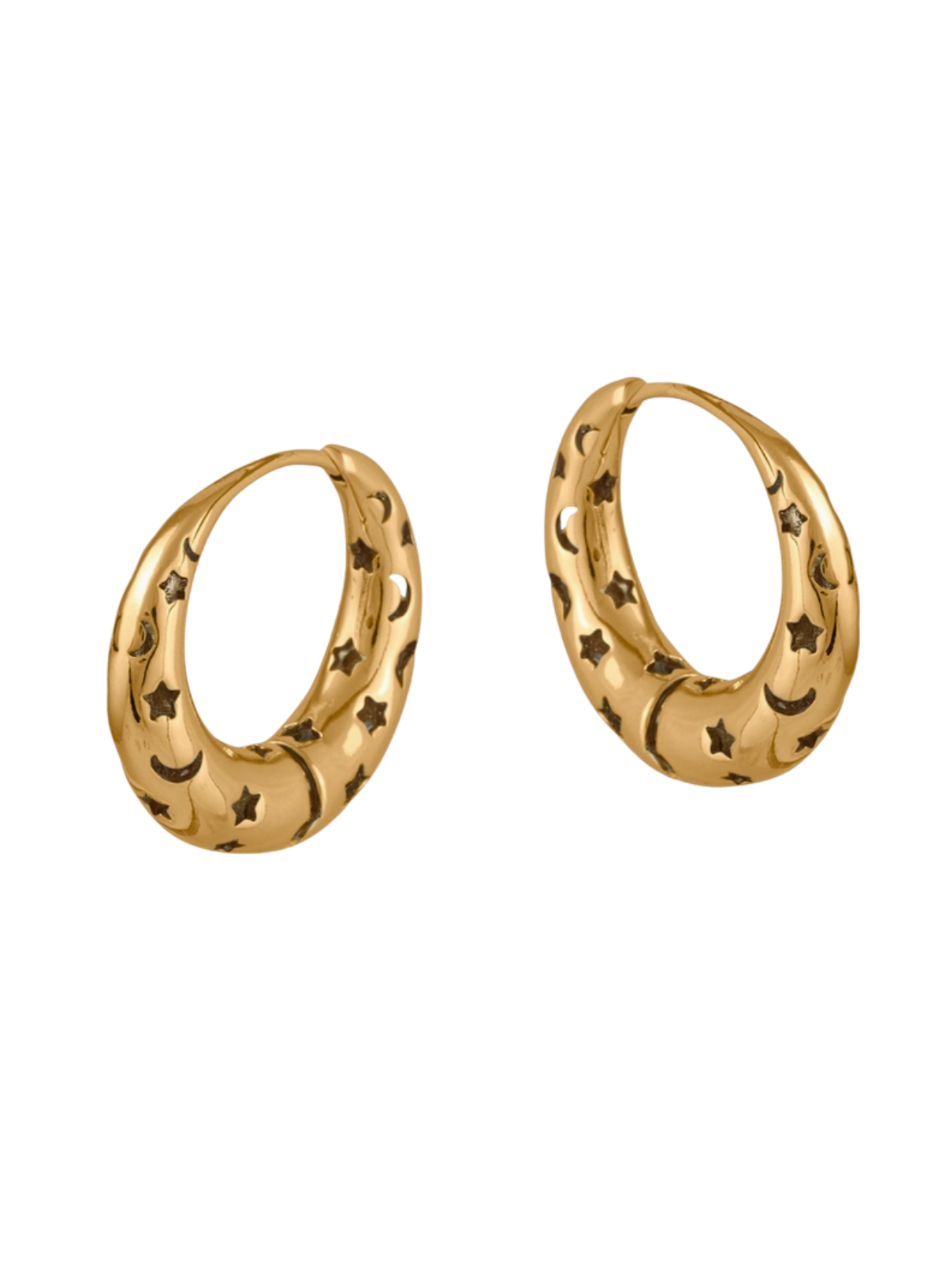 Big Metal Selena Celestial Hoop Earrings in Gold