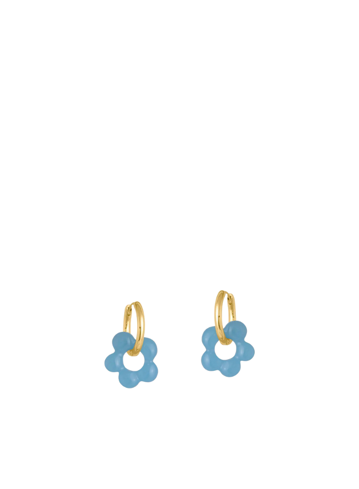 Circe Beaded Huggie Hoop Earrings in Blue from Big Metal