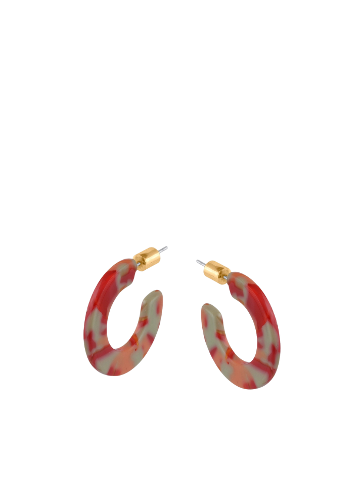 Hortense Flat Oval Hoops in Red/Orange/Beige from Big Metal