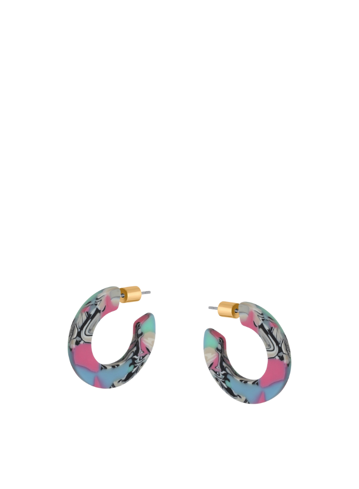 Kathryn Flat Oval Resin Earrings in Pink & Blue from Big Metal