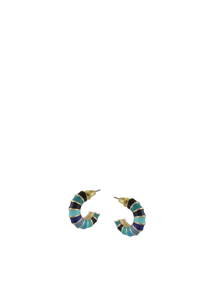 Antonia Multi Coloured Tiny Bamboo Earrings in Blue from Big Metal
