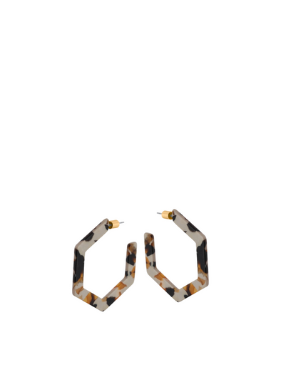 Kathryn Resin Hexagon Statement Earrings in Cappuccino Brown from Big Metal