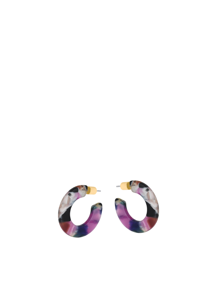 Camille Flat Oval Earrings in Grey/Purple/Cream from Big Metal