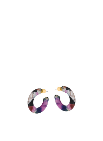 Camille Flat Oval Earrings in Grey/Purple/Cream from Big Metal
