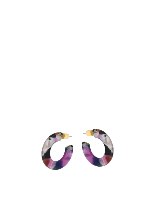 Camille Flat Oval Earrings in Grey/Purple/Cream from Big Metal