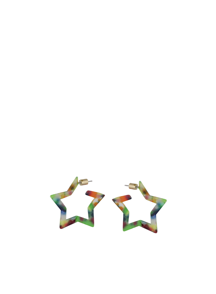 Erica Resin Star Earrings in Green & Orange from Big Metal