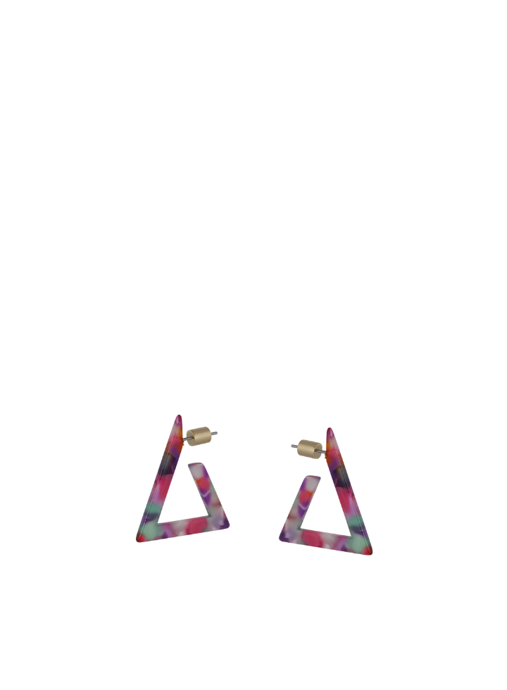 Erica Triangle Resin Earrings in Purple & Pink from Big Metal