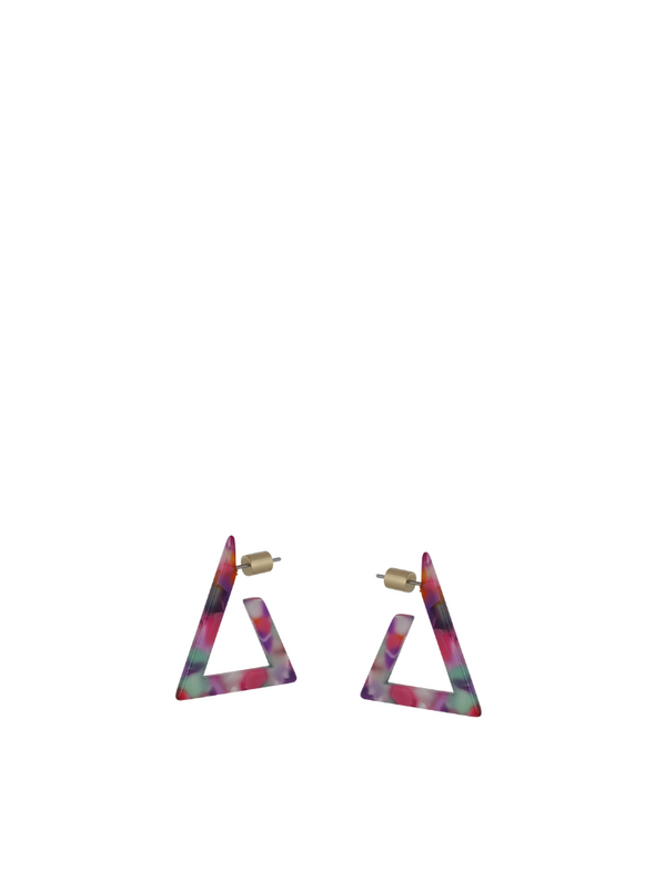 Erica Triangle Resin Earrings in Purple & Pink from Big Metal