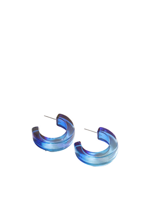 Celia 2 Tone Resin Hoops in Blue from Big Metal