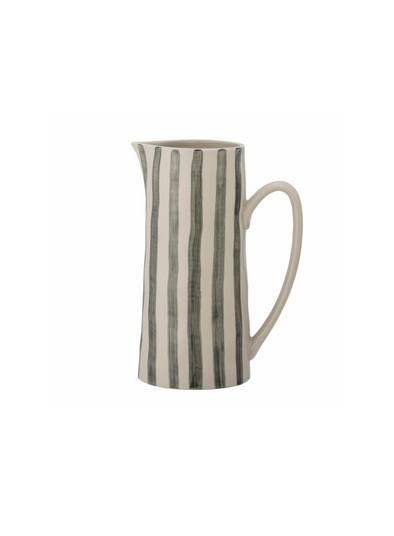 Tall Green Begonia Stoneware Jug from Bloomingville