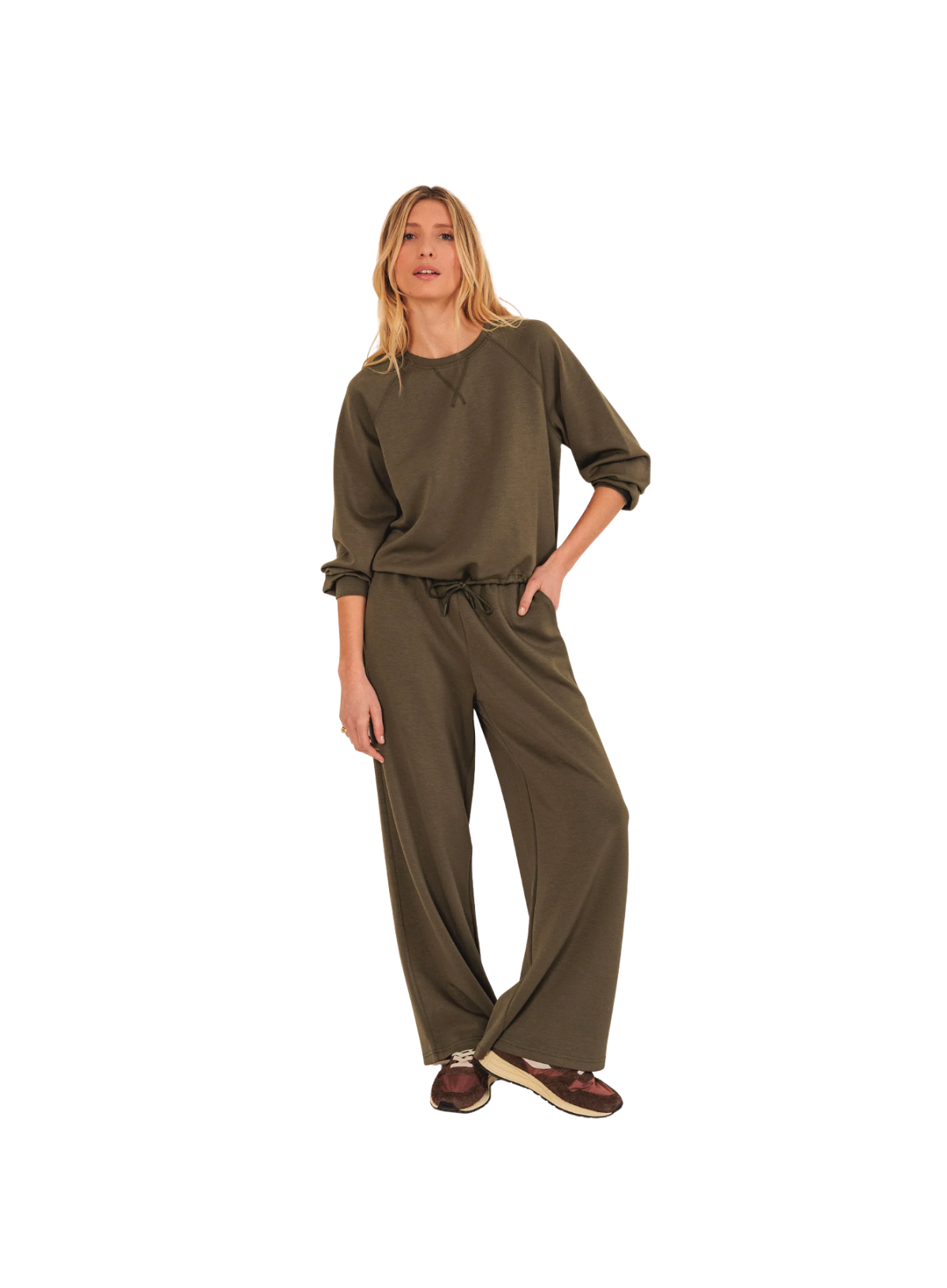 Indi & Cold Wide Leg Trousers in Khaki