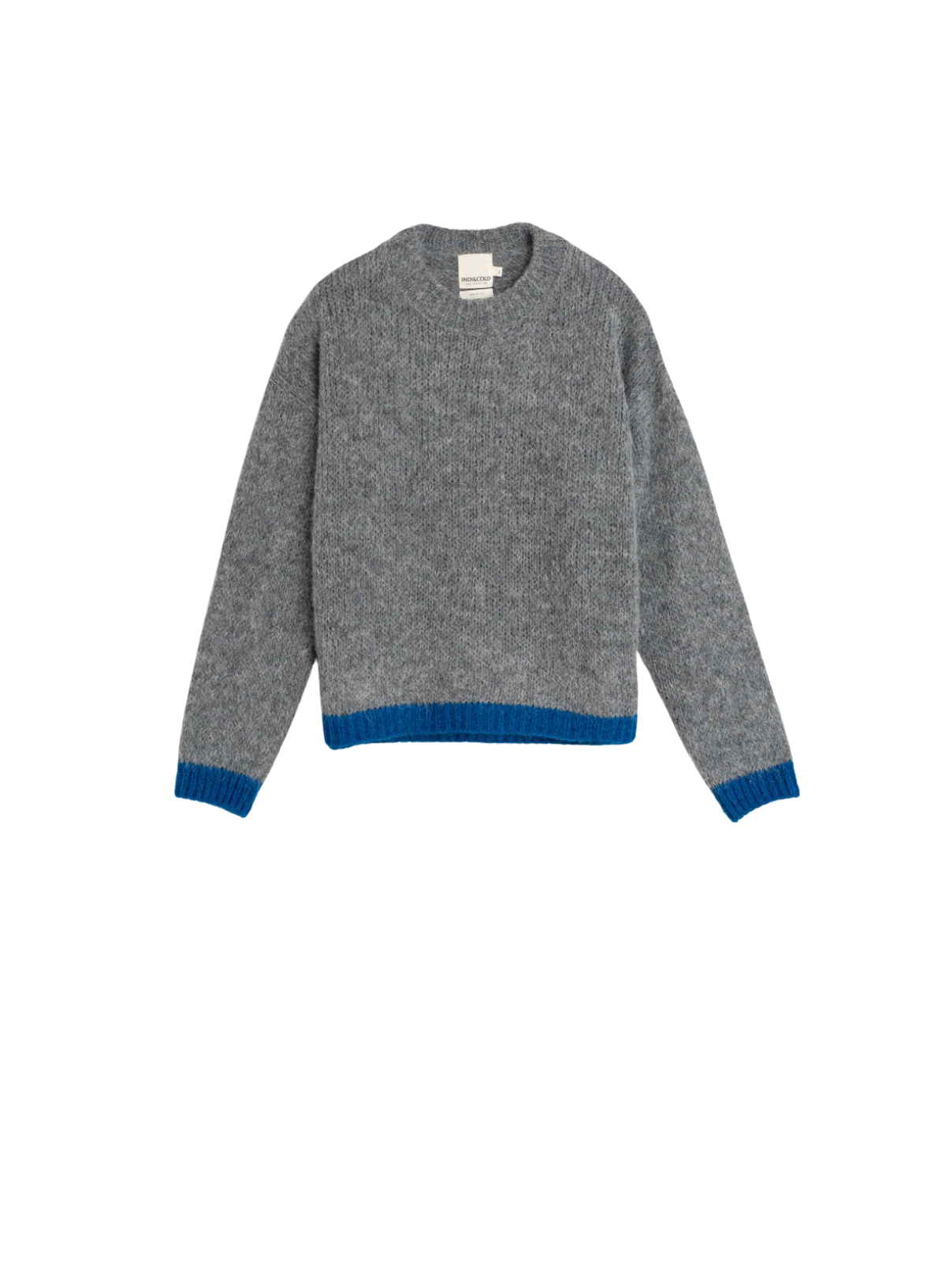 Indi & Cold Knit Jumper in Grey with Blue Tipping