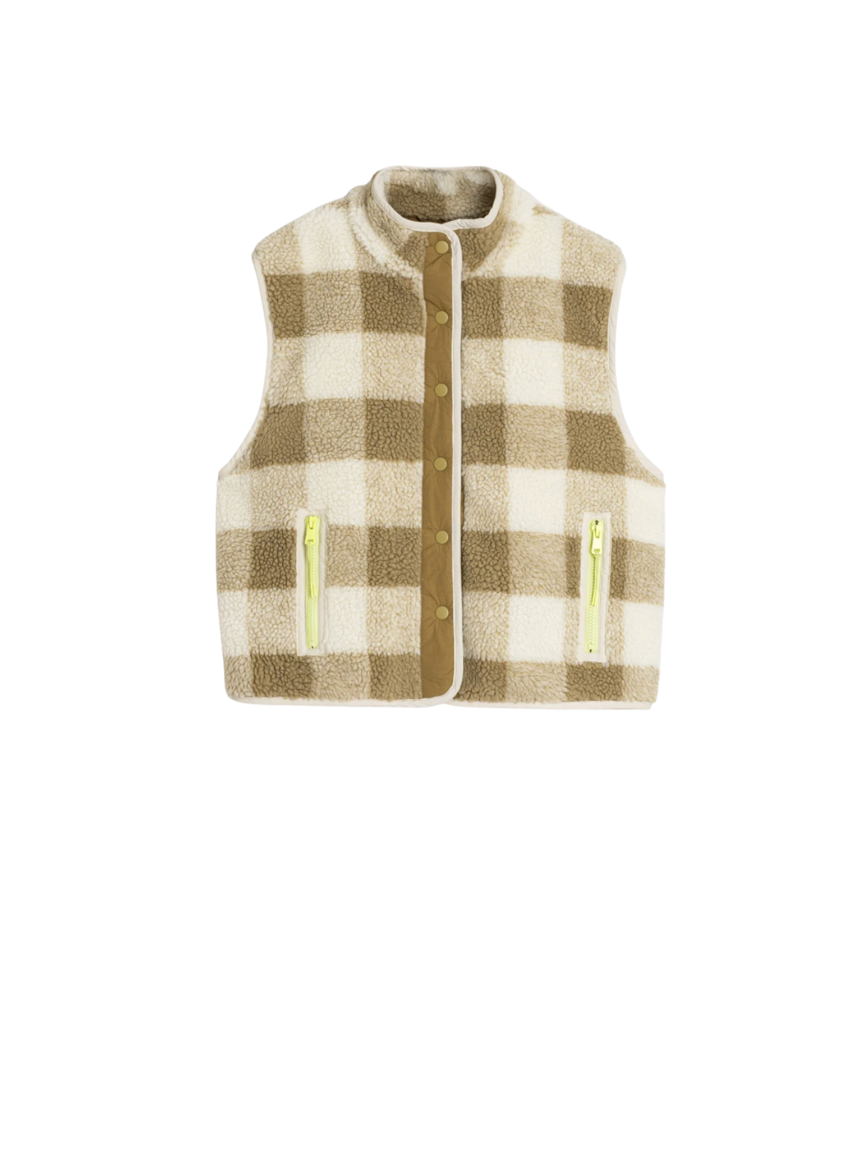 Indi & Cold Check Gilet in Brown & Beige