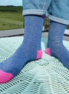 Lurex Cotton Ankle Socks in Bright Blue & Pink from Catherine Tough