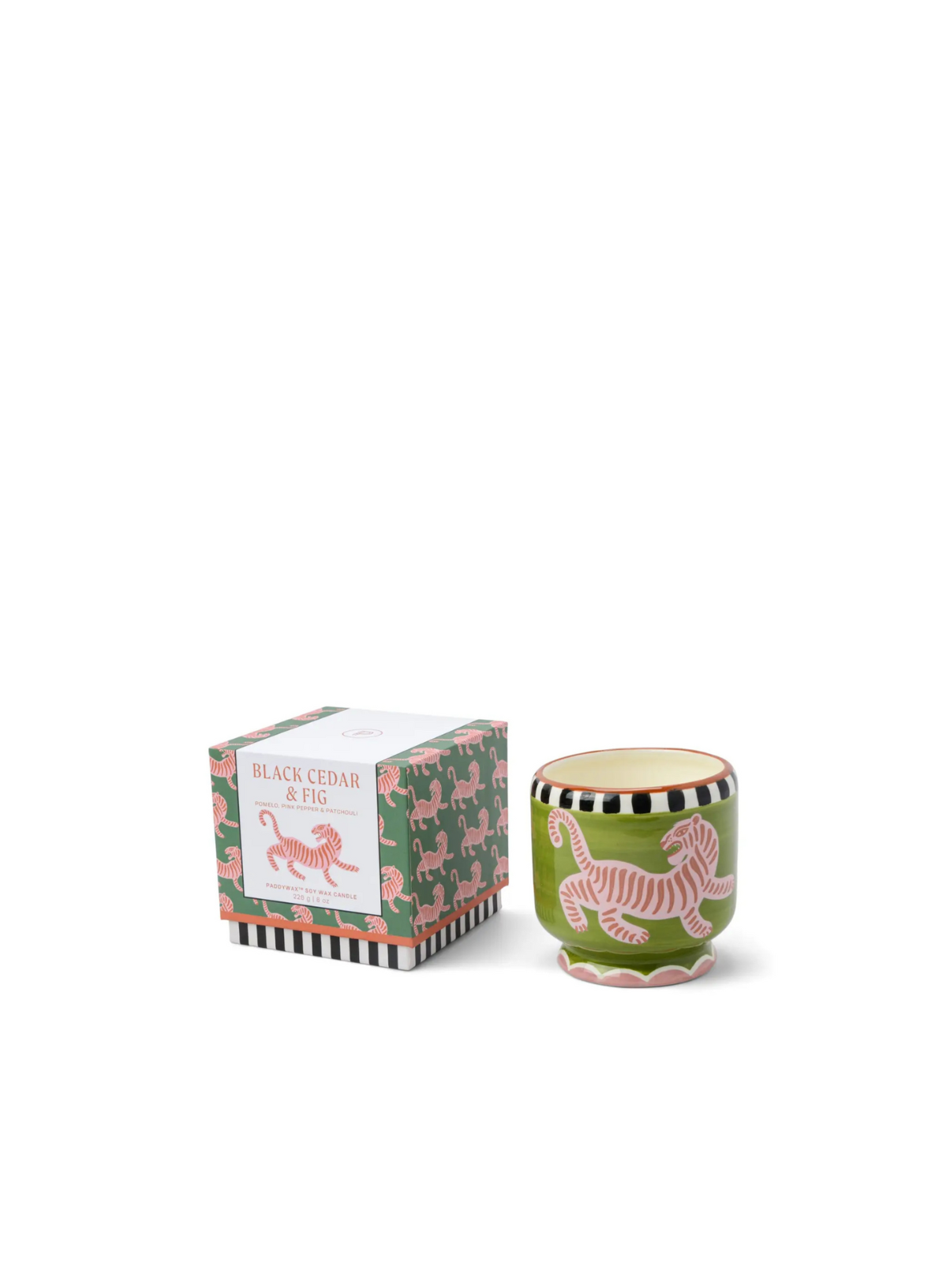 Adopo Tiger Ceramic Candle Black Cedar & Fig from Paddywax