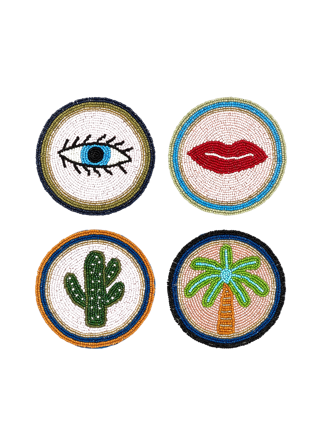 Set of 4 Icon Beaded Coasters from Eleanor Bowmer