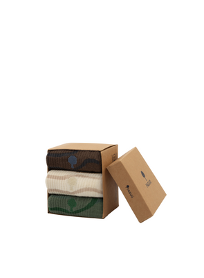 Box of 3 Sport Socks in Patterned Swirls Ecru Mix from Faguo