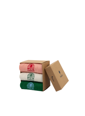 Box of 3 Sport Socks in Pink/Ecru/Green from Faguo