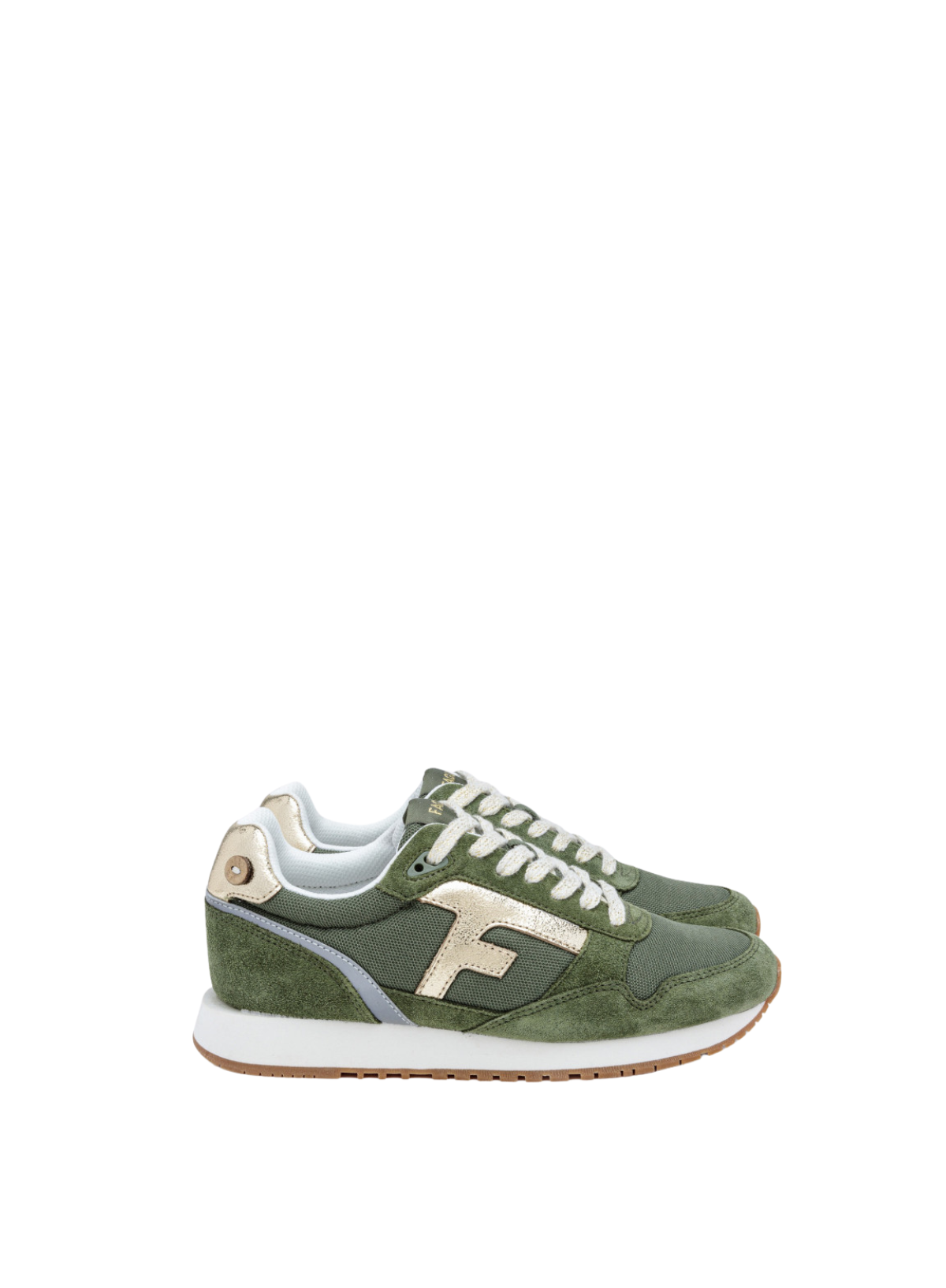 Elm Baskets Syn Woven Suede Trainers in Green from Faguo