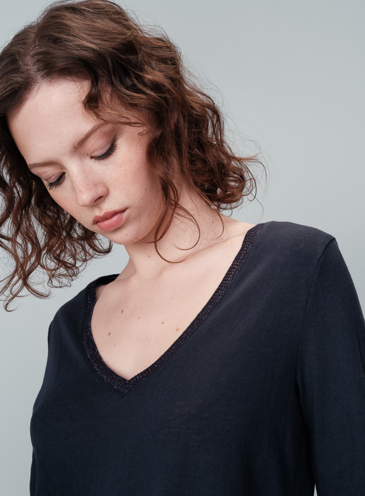 Nisi V-Neck Top in Marine from Grace & Mila